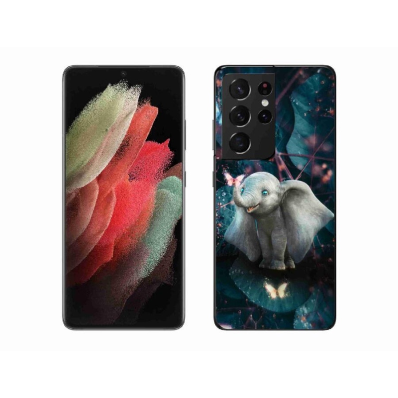 Gél védőhuzat mmCase Samsung Galaxy S21 Ultra 5G - aranyos elefánt
