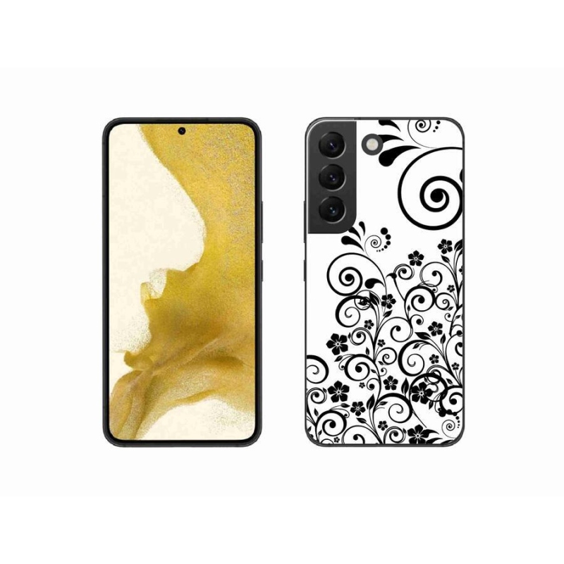 Zselés borítás mmCase Samsung Galaxy S22 5G - fekete és fehér virágmintás borítás Samsung Galaxy S22 5G-hez