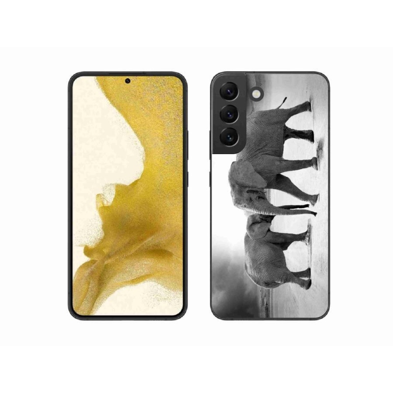 Zselés borítás mmCase Samsung Galaxy S22+ 5G - fekete és fehér elefántokhoz
