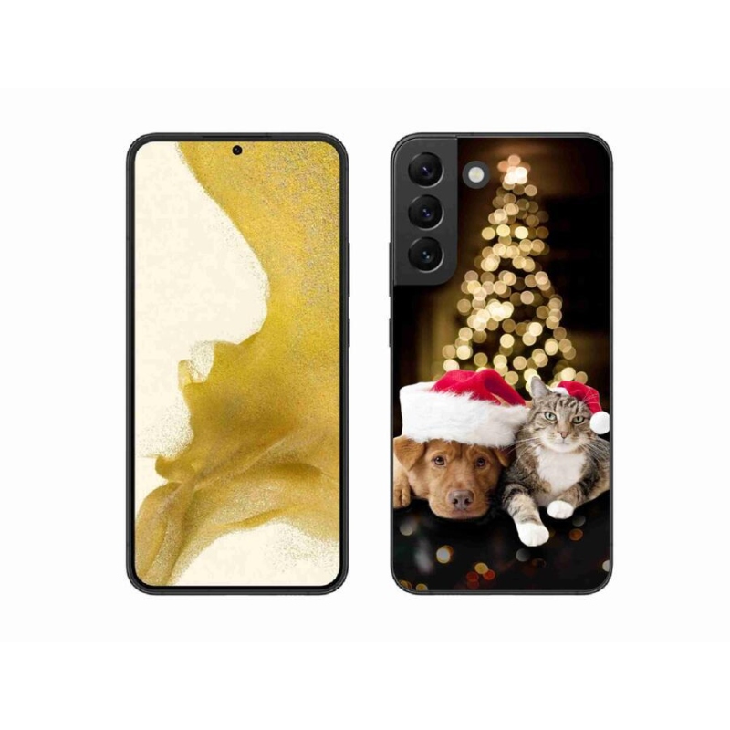 Gél borítás mmCase Samsung Galaxy S22+ 5G - Karácsonyi kutya és macska