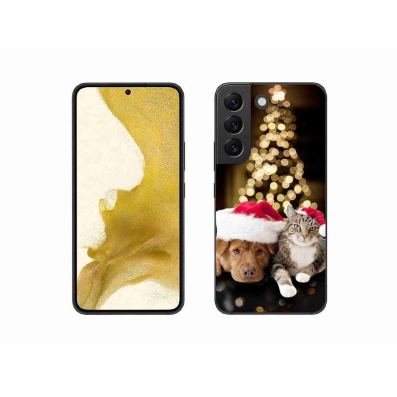Gél borítás mmCase Samsung Galaxy S22 5G - Karácsonyi kutya és macska