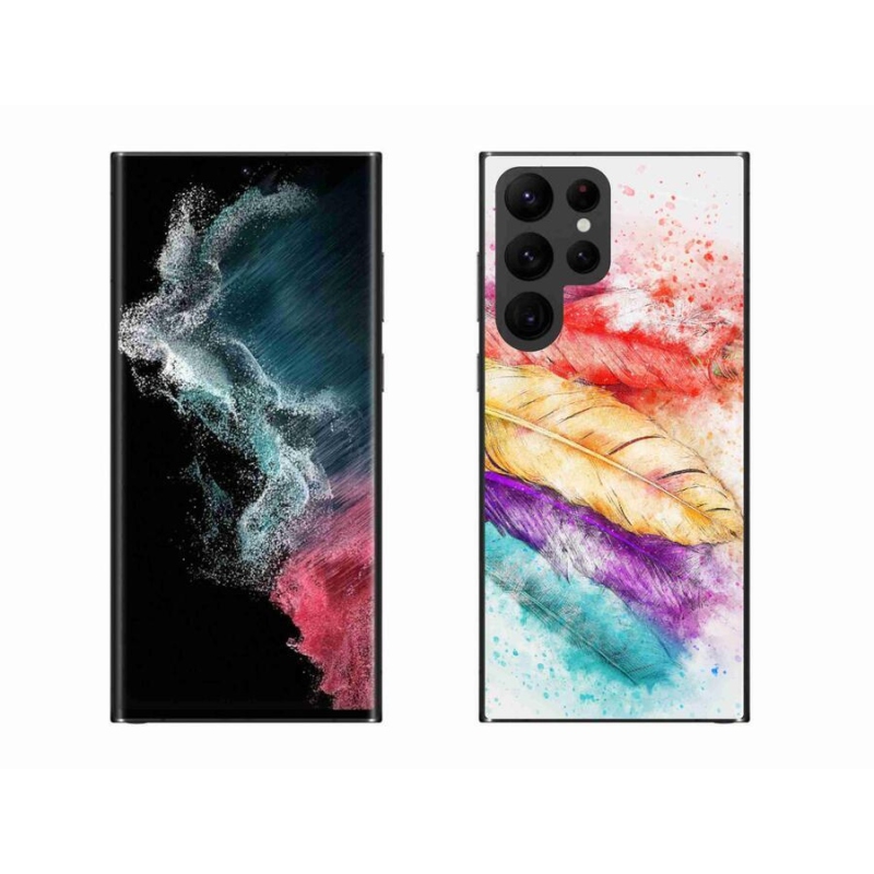 Zselés borítás mmCase Samsung Galaxy S22 Ultra 5G - színes tollakkal