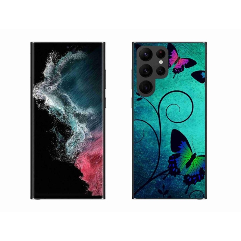 Zselés borítás mmCase Samsung Galaxy S22 Ultra 5G - színes pillangókhoz
