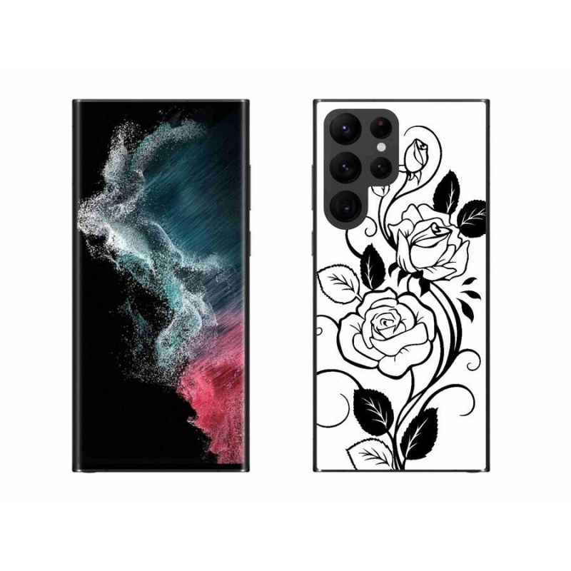 Zselés borítás mmCase Samsung Galaxy S22 Ultra 5G - fekete és fehér rózsa