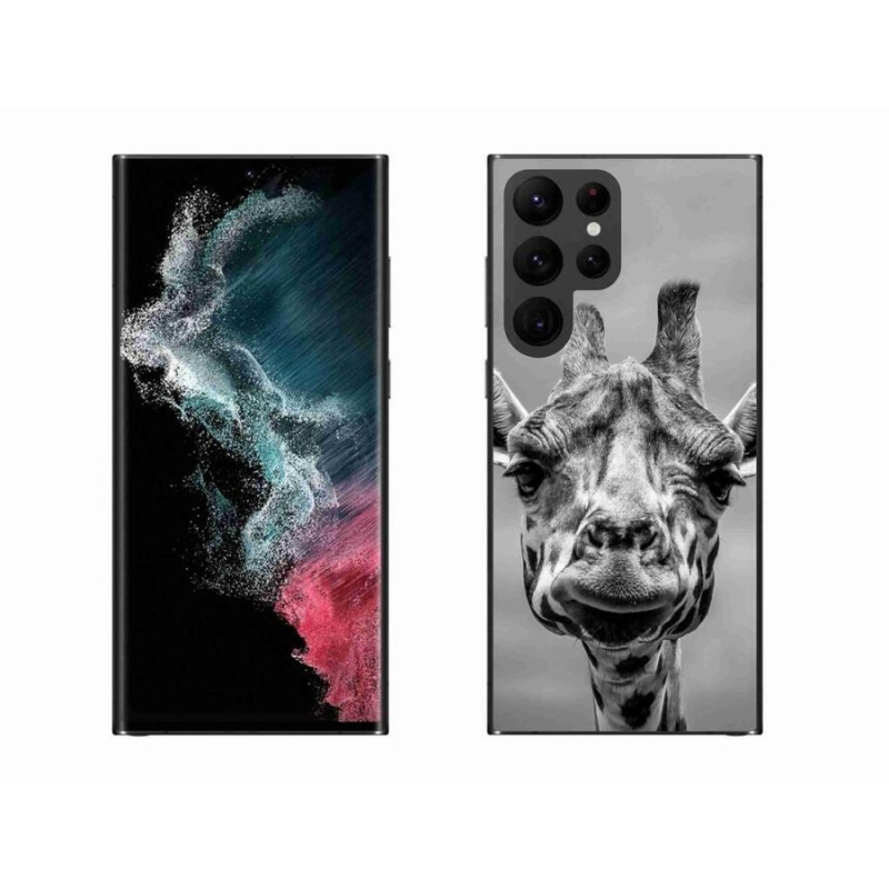 Zselés borítás mmCase Samsung Galaxy S22 Ultra 5G - fekete-fehér zsiráfhoz