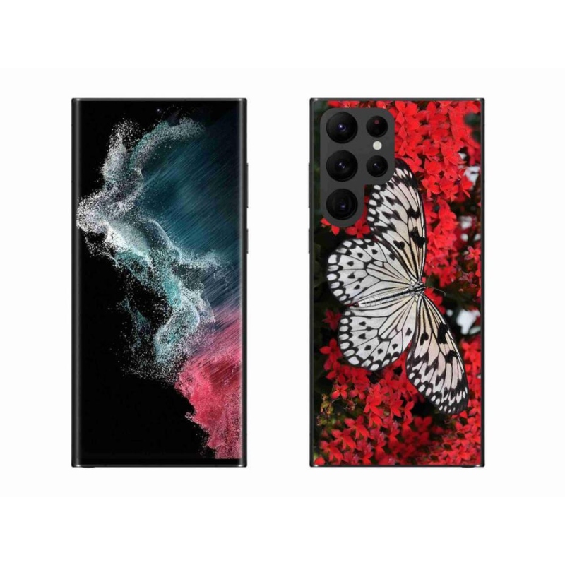 Gél védőhuzat mmCase Samsung Galaxy S22 Ultra 5G - fekete-fehér pillangó 1