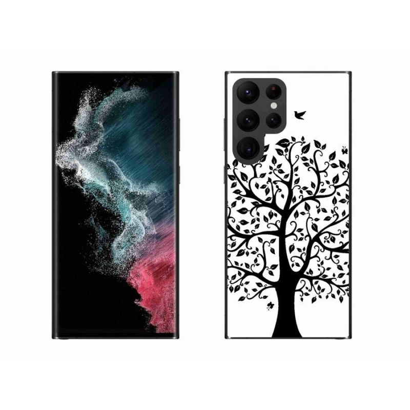 Zselés borítás mmCase Samsung Galaxy S22 Ultra 5G - fekete-fehér fa