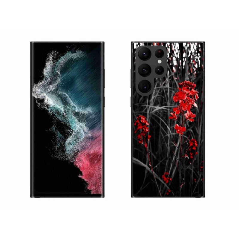 Zselés borítás mmCase Samsung Galaxy S22 Ultra 5G - piros növényhez