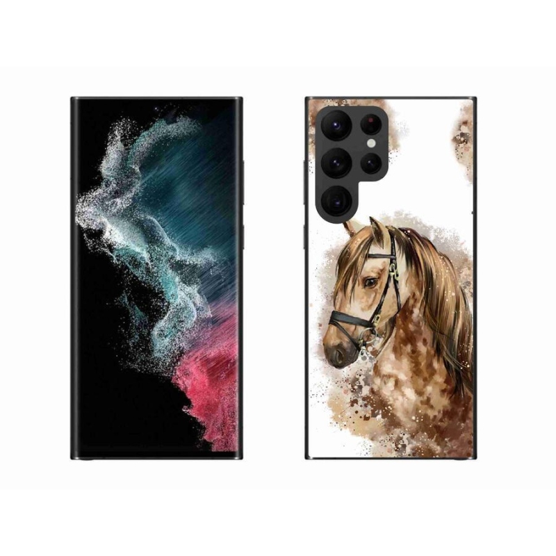 Zselés borítás mmCase Samsung Galaxy S22 Ultra 5G - barna rajzfilm lóhoz