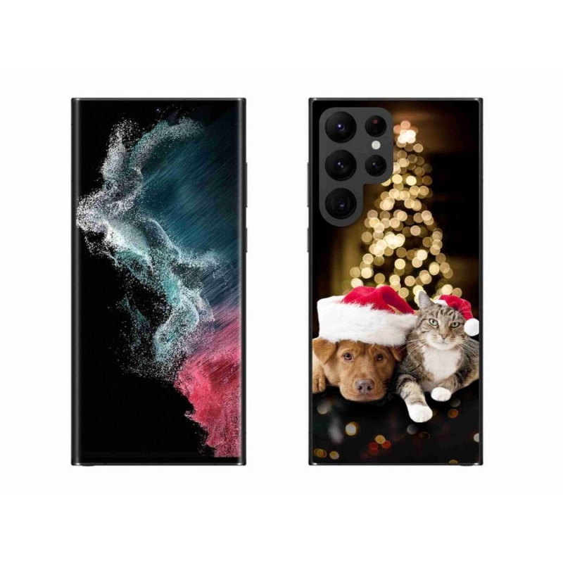 Gél borítás mmCase Samsung Galaxy S22 Ultra 5G - Karácsonyi kutya és macska