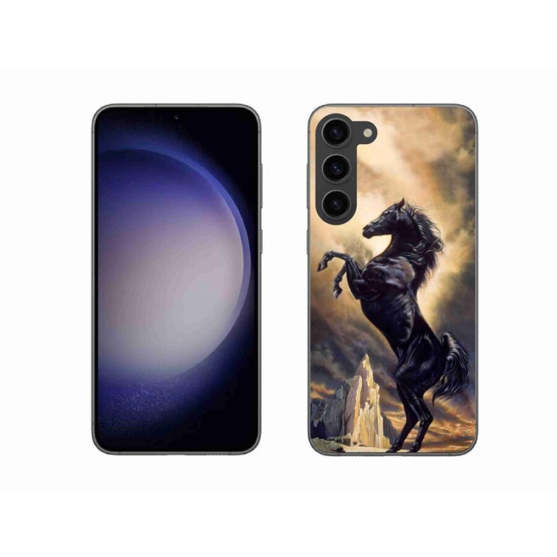 Zselés borítás mmCase Samsung Galaxy S23+ 5G - fekete rajzfilm lóhoz