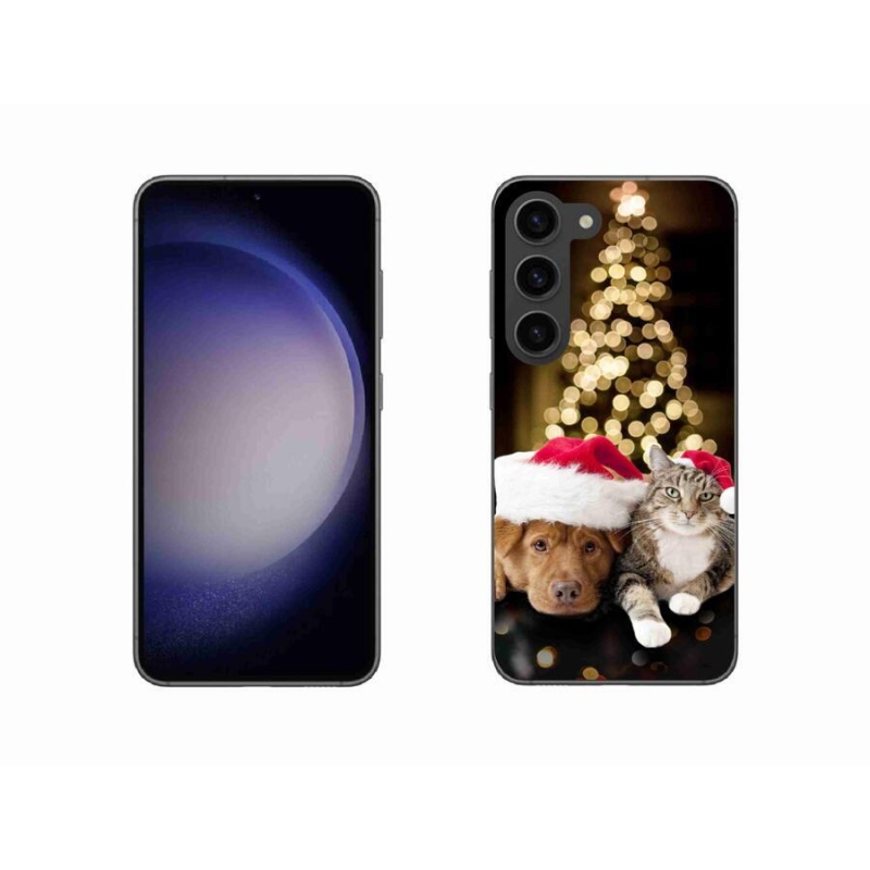 Gél borítás mmCase Samsung Galaxy S23 5G - Karácsonyi kutya és macska