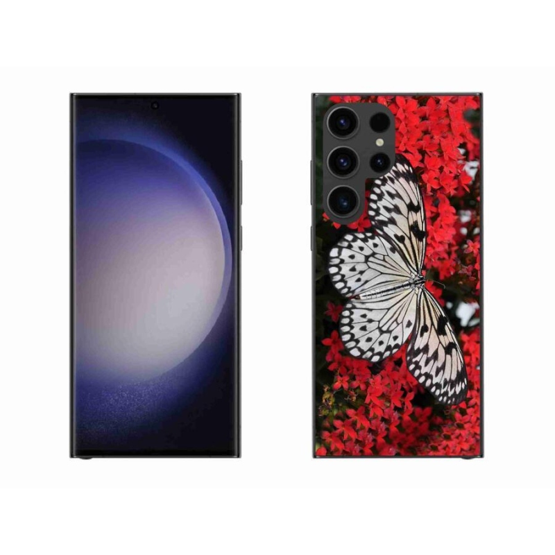 Gél védőhuzat mmCase Samsung Galaxy S23 Ultra 5G - fekete-fehér pillangó 1