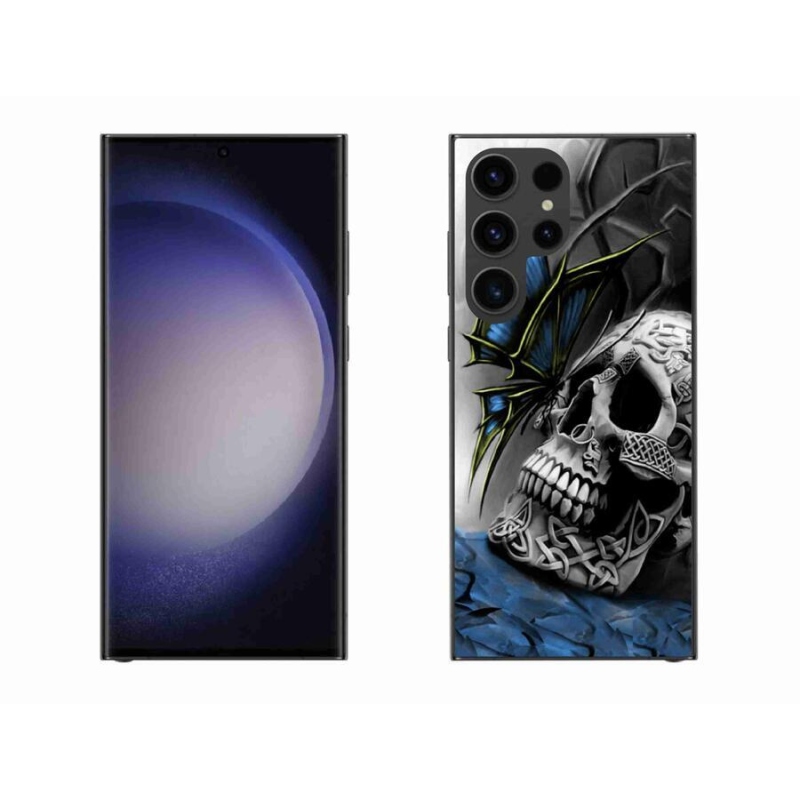Gél borító mmCase Samsung Galaxy S23 Ultra 5G - pillangó és koponya - Samsung Galaxy S23 Ultra 5G számára
