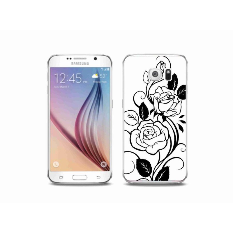 Zselés borítás mmCase Samsung Galaxy S6 készülékhez - fekete és fehér rózsa