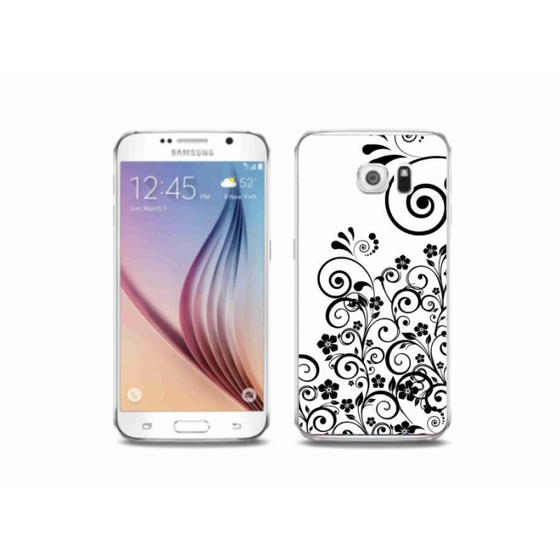 Zselés borítás mmCase Samsung Galaxy S6 készülékhez - fekete és fehér virágminták