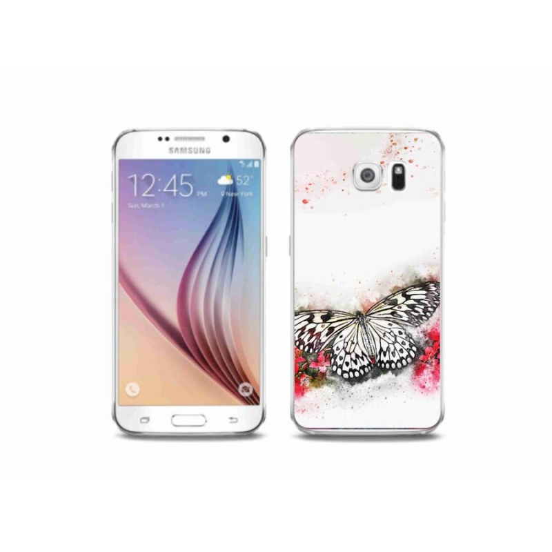 Zselés borítás mmCase Samsung Galaxy S6 készülékhez - fekete-fehér pillangó