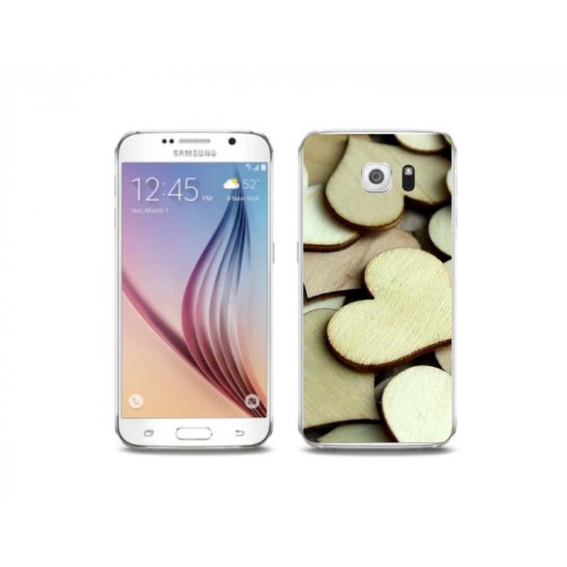 Gél borítás mmCase Samsung Galaxy S6 készülékhez - fából készült szívek