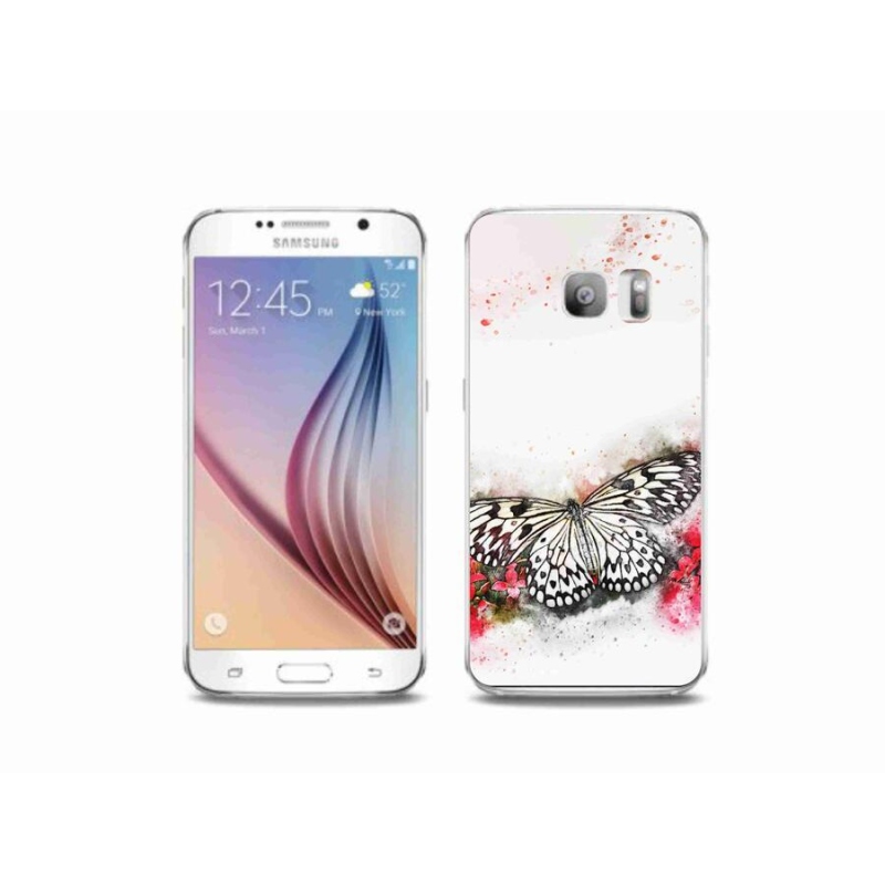 Zselés borítás mmCase Samsung Galaxy S6 Edge készülékhez - fekete-fehér pillangó