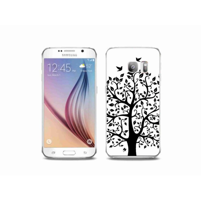 Zselés borítás mmCase Samsung Galaxy S6 Edge készülékhez - fekete-fehér fa