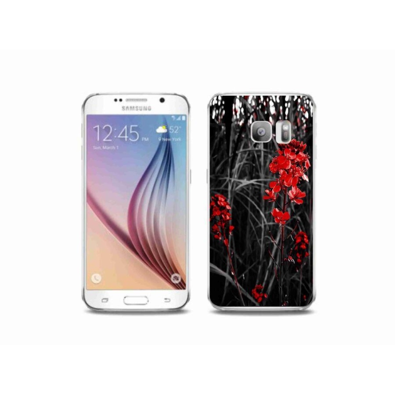 Gél borítás mmCase Samsung Galaxy S6 Edge készülékhez - piros növény