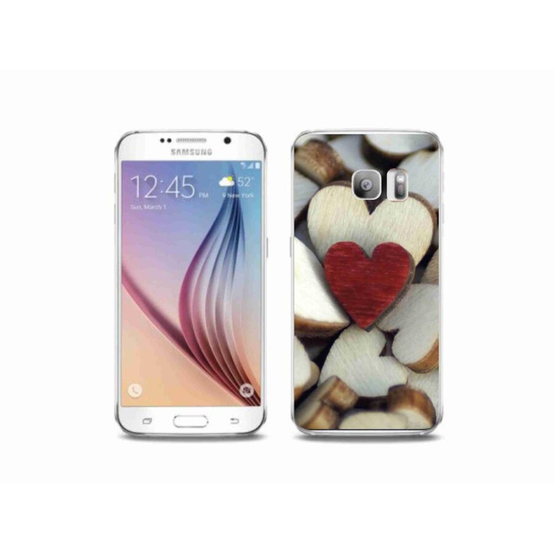 Zselés borítás mmCase Samsung Galaxy S6 Edge készülékhez - gravírozott piros szív