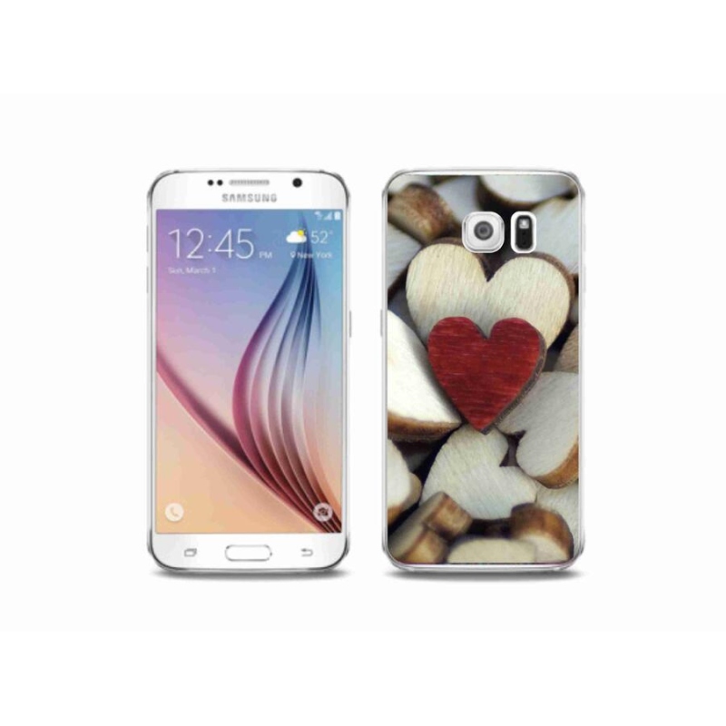 Zselés borítás mmCase Samsung Galaxy S6 készülékhez - gravírozott piros szív