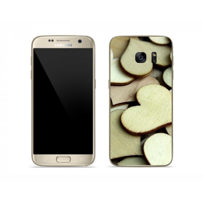 Gél borítás mmCase Samsung Galaxy S7 készülékhez - fából készült szívek
