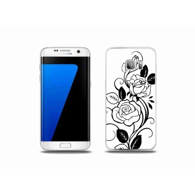 Zselés borítás mmCase Samsung Galaxy S7 Edge készülékhez - fekete és fehér rózsa