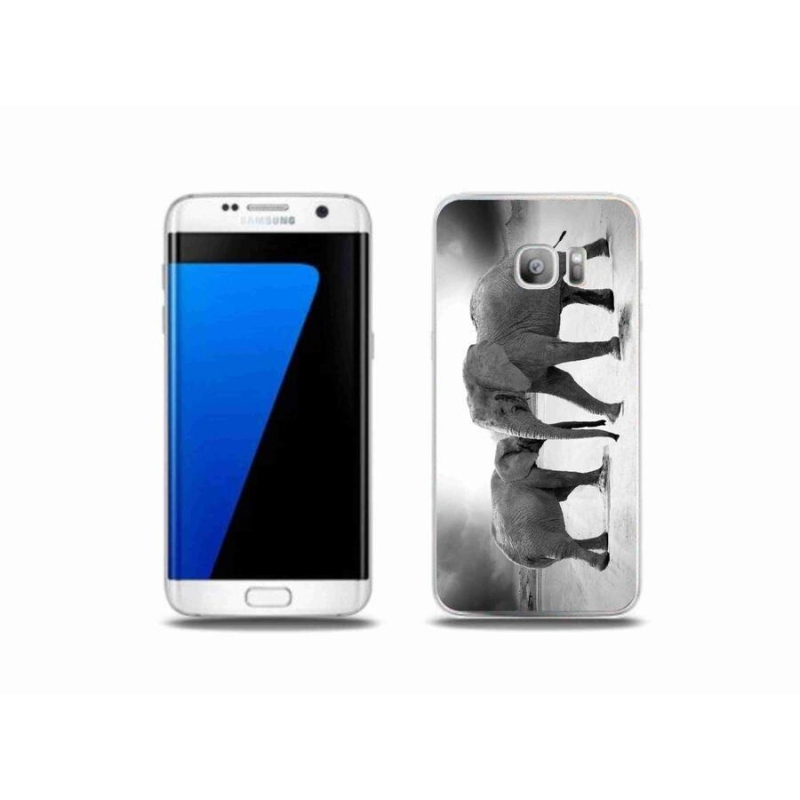 Gél borítás mmCase Samsung Galaxy S7 Edge készülékhez - fekete és fehér elefántok