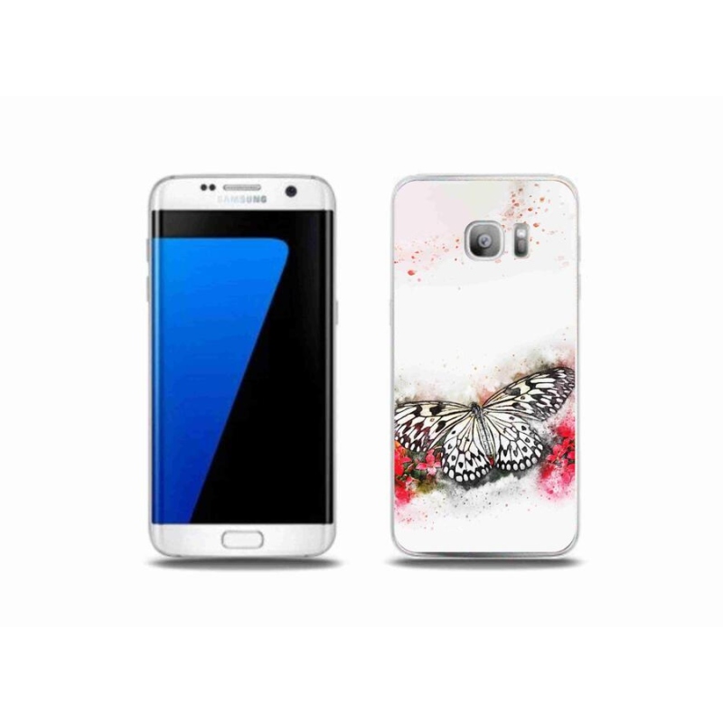 Zselés borítás mmCase Samsung Galaxy S7 Edge készülékhez - fekete-fehér pillangó