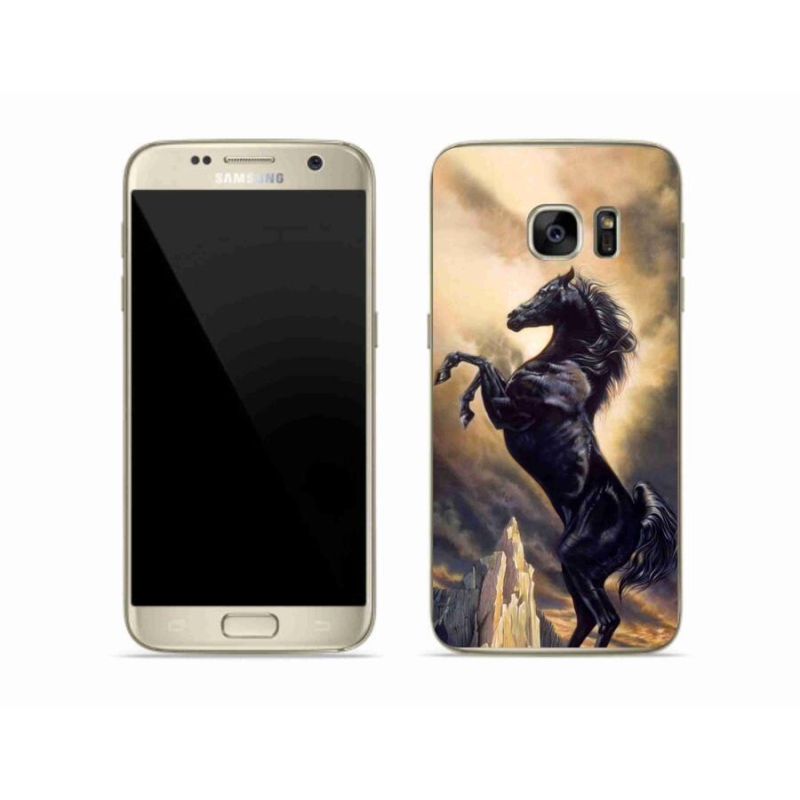 Gél borítás mmCase Samsung Galaxy S7 Edge készülékhez - fekete rajzfilm ló