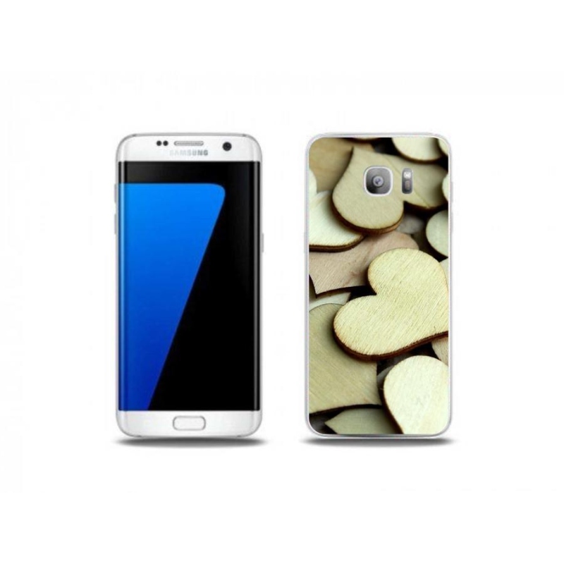 Gél borítás mmCase Samsung Galaxy S7 Edge készülékhez - fából készült szívek