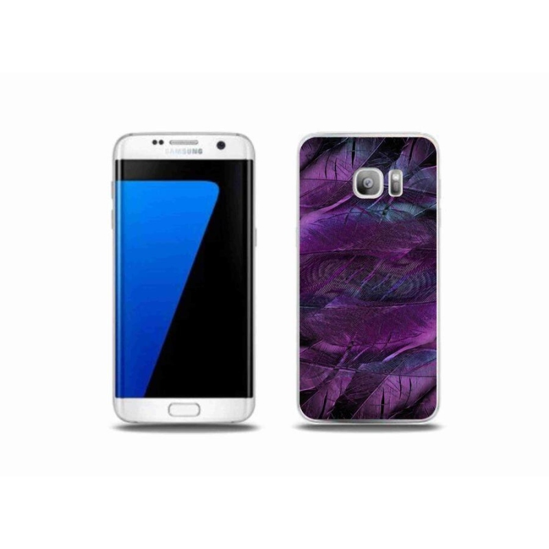 Gél védőhuzat mmCase Samsung Galaxy S7 Edge készülékhez - lila tollak
