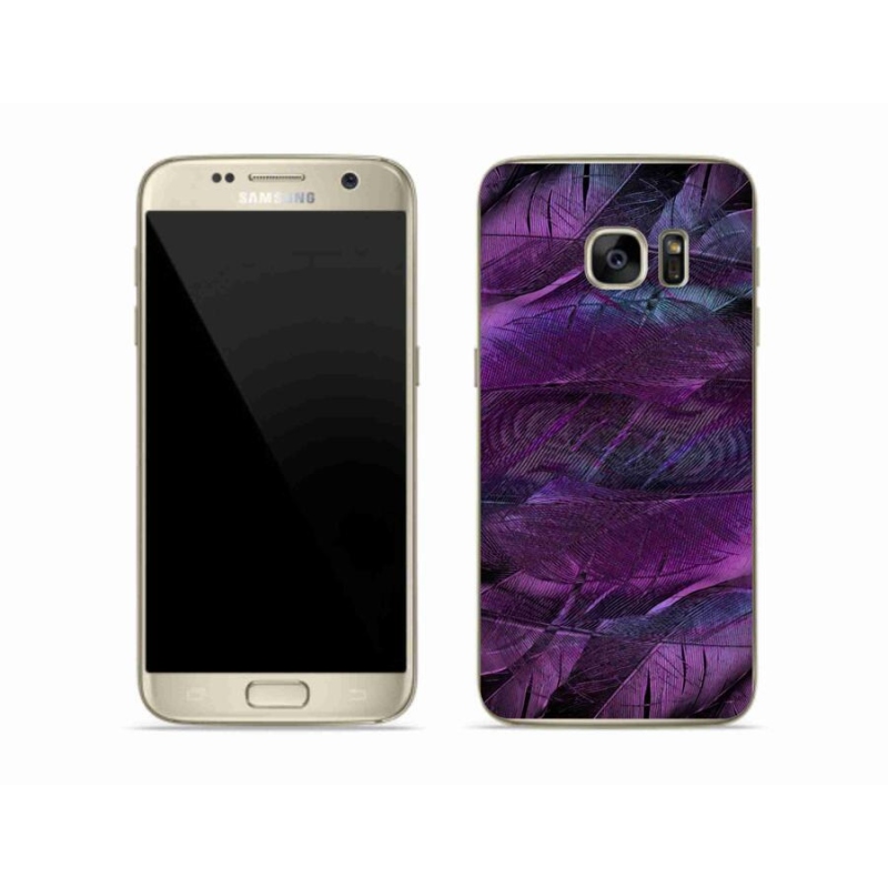Gél védőhuzat mmCase Samsung Galaxy S7 készülékhez - lila tollak