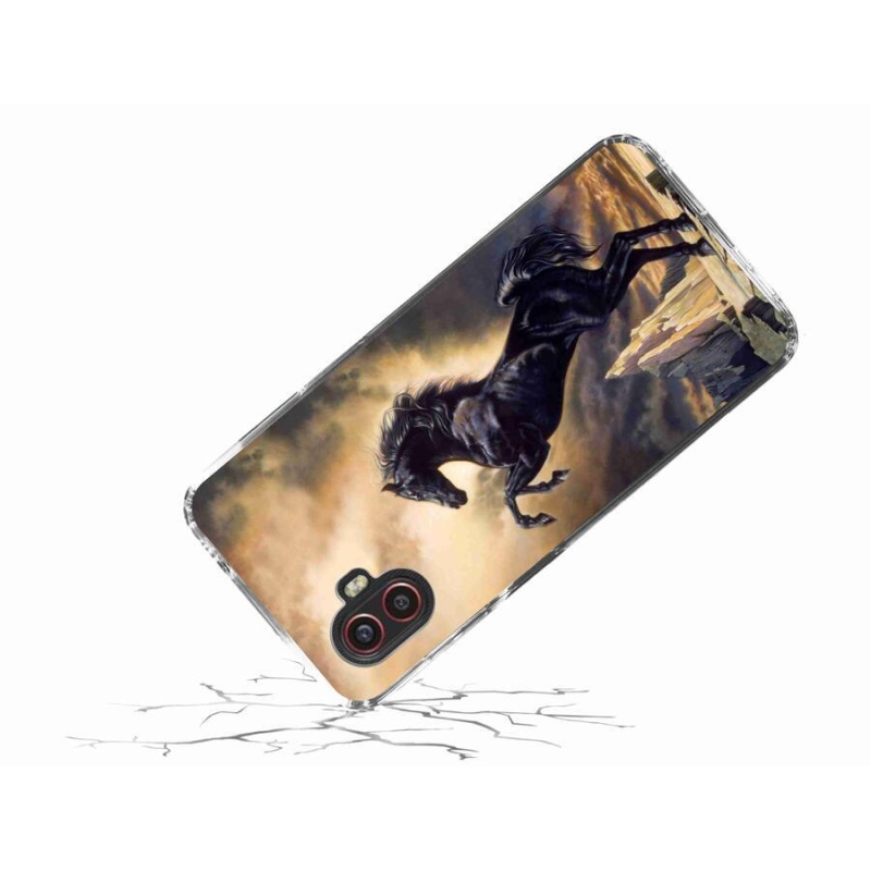 Zselés borítás mmCase Samsung Galaxy Xcover 6 Pro - fekete rajzfilm lóhoz