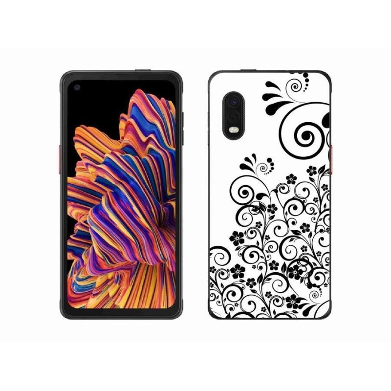 Zselés borítás mmCase Samsung Galaxy Xcover Pro készülékhez - fekete és fehér virágminták