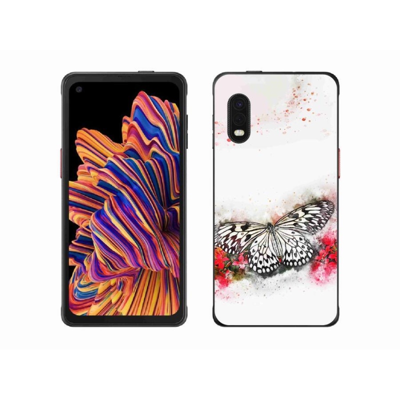 Zselés borítás mmCase Samsung Galaxy Xcover Pro készülékhez - fekete-fehér pillangó