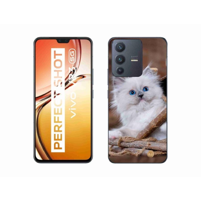 Gél borítás mmCase a Vivo V23 5G készülékhez - fehér cica