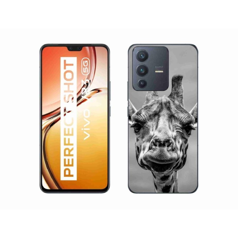 Zselés borítás mmCase a Vivo V23 5G készülékhez - fekete-fehér zsiráf