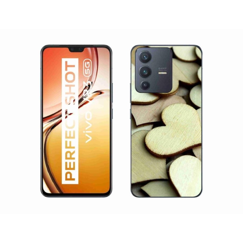 Gél borítás mmCase a Vivo V23 5G készülékhez - fából készült szívek