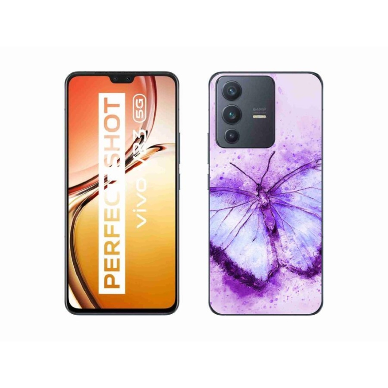 Zselés borítás mmCase a Vivo V23 5G készülékhez - lila pillangó