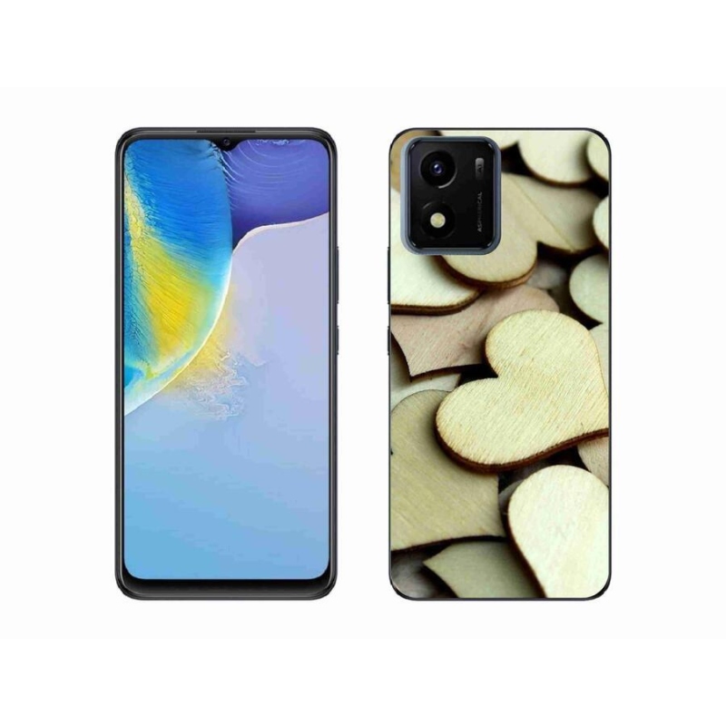 Gél borító mmCase mobil Vivo Y01 - fából készült szívek