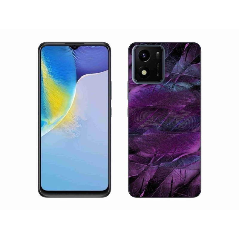 Zselés borítás mmCase Vivo Y01-hez - lila tollak