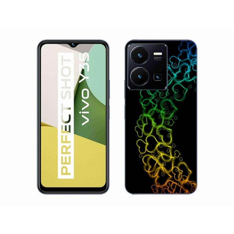 Gél borító mmCase mobil Vivo Y35 - színes szívecskékhez