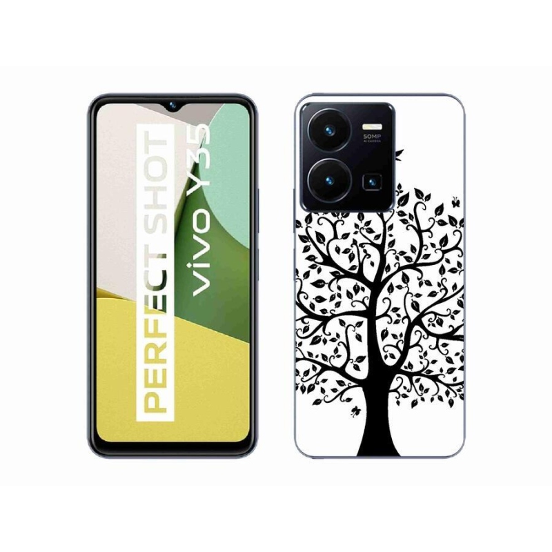 Gél borítás mmCase a Vivo Y35-hez - fekete-fehér fa