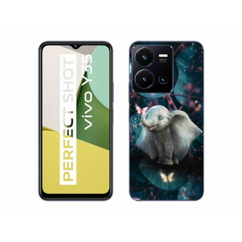 Gél borító mmCase a mobil Vivo Y35 - aranyos elefánthoz