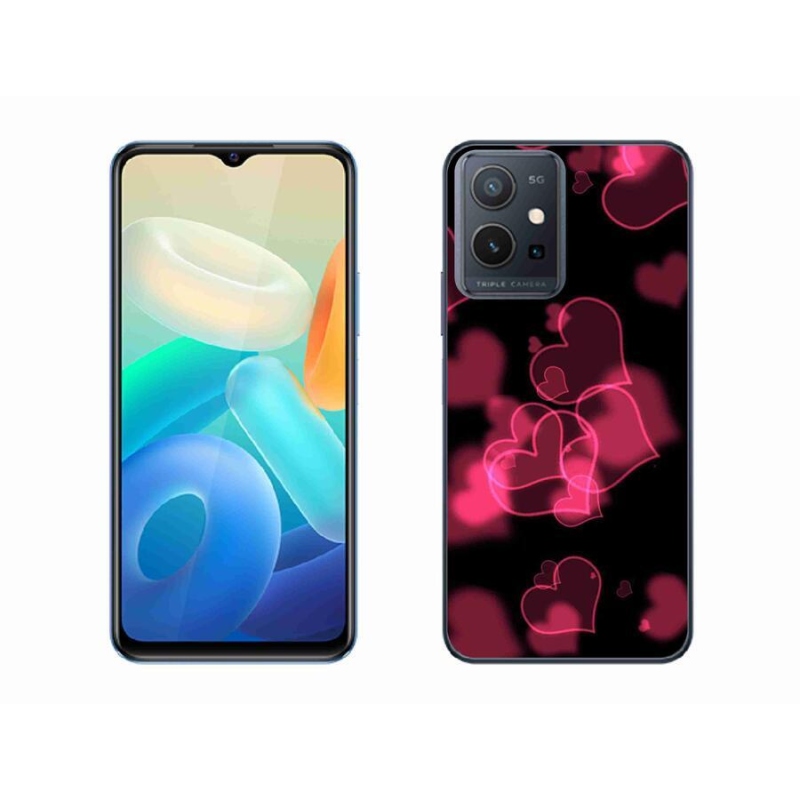 Gél borítás mmCase a Vivo Y55 5G készülékhez - piros szívek