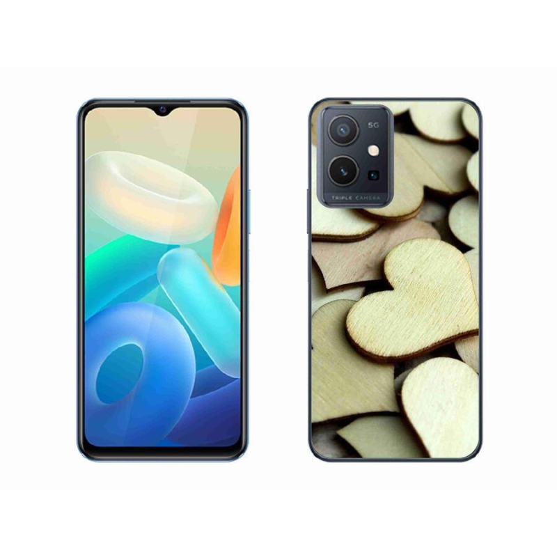 Gél borító mmCase a Vivo Y55 5G készülékhez - fából készült szívek