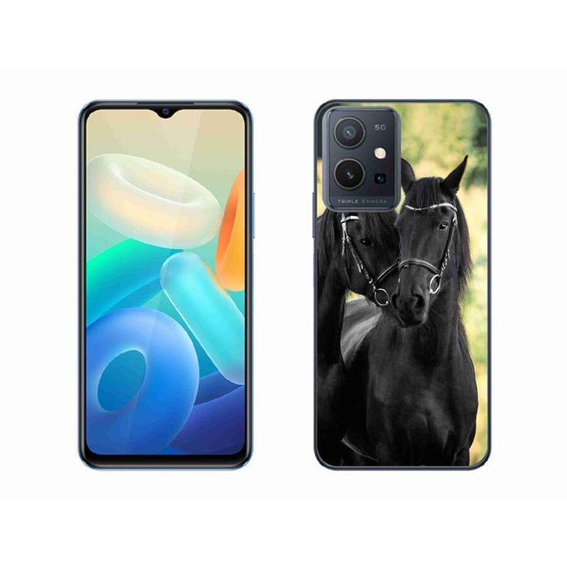 Gél borítás mmCase a Vivo Y55 5G-hez - két fekete ló